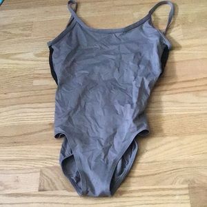 “Allegra” grey Ainslewear leotard with black mesh